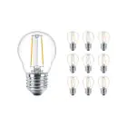Confezione Multipack 10x Philips Corepro LED Lustre E27 Sferica Filamento Chiara 2W 250lm - 827 Bianco Molto Caldo | Sostitutiva 25W