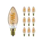 Confezione Multipack 10x Philips MASTER Value LED Candela E14 Vintage Filamento Oro 2.5W 136lm - 927 Bianco Molto Caldo | Miglior resa cromatica - Dimmerabile - Sostitutiva 25W